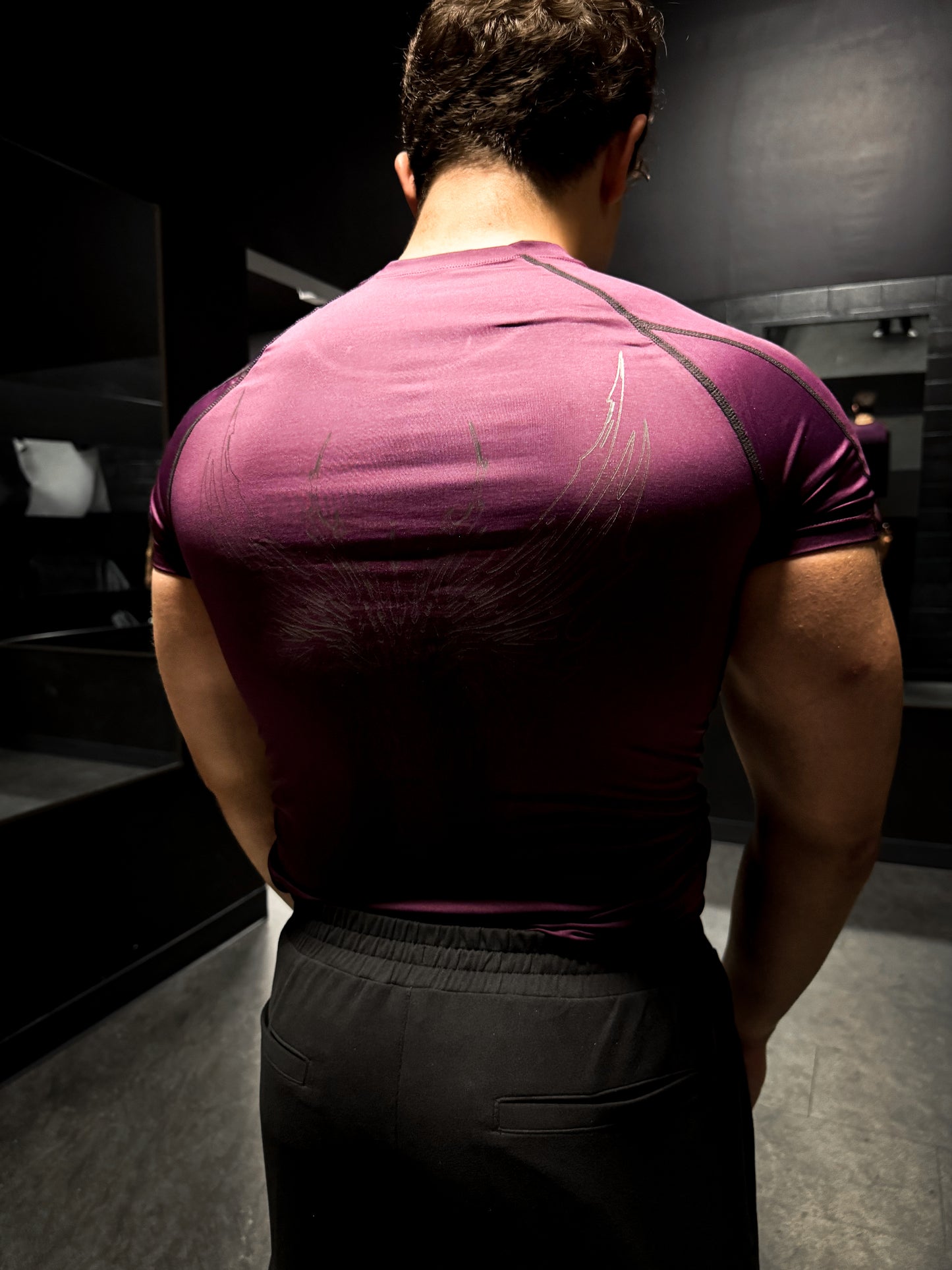 "WINGPRESSION" Compression Tee- Bloodberry