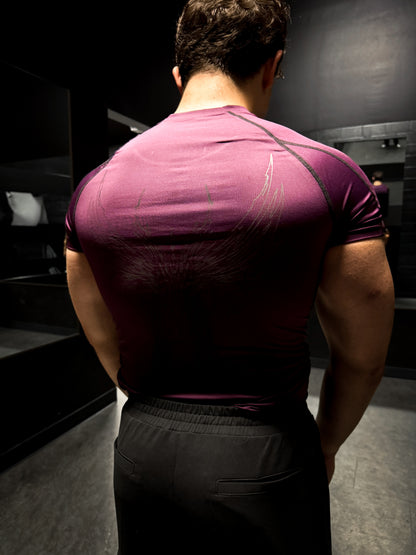 "WINGPRESSION" Compression Tee- Bloodberry