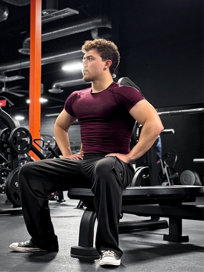 "WINGPRESSION" Compression Tee- Bloodberry