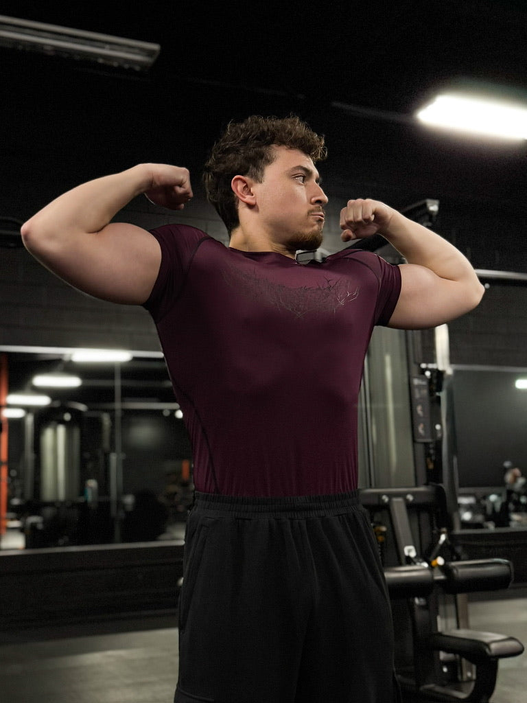 "WINGPRESSION" Compression Tee- Bloodberry