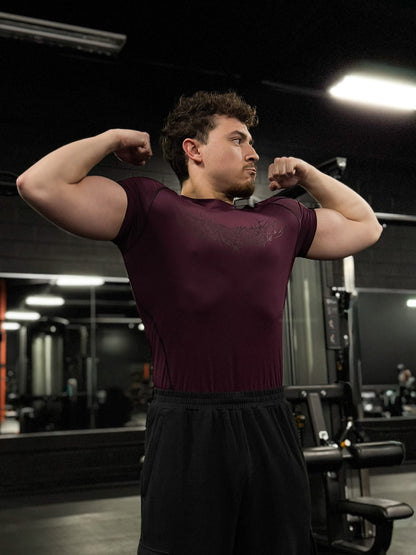 "WINGPRESSION" Compression Tee- Bloodberry