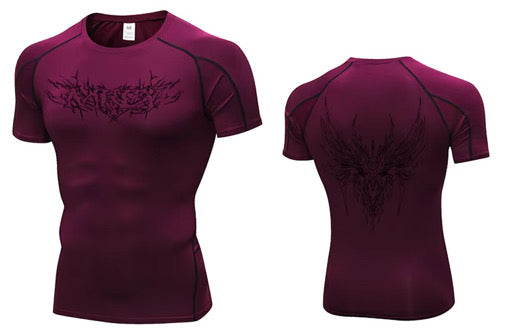"WINGPRESSION" Compression Tee- Bloodberry