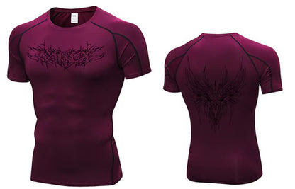 "WINGPRESSION" Compression Tee- Bloodberry